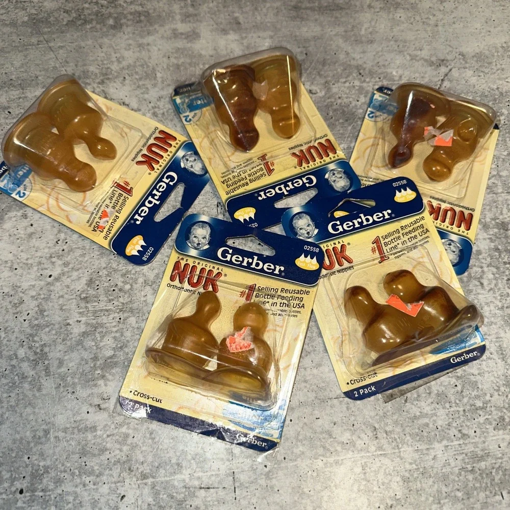 As Is 5- 2pk Gerber NUK Orthodontic Latex Bottle Nipples Fast Flow Sz 2